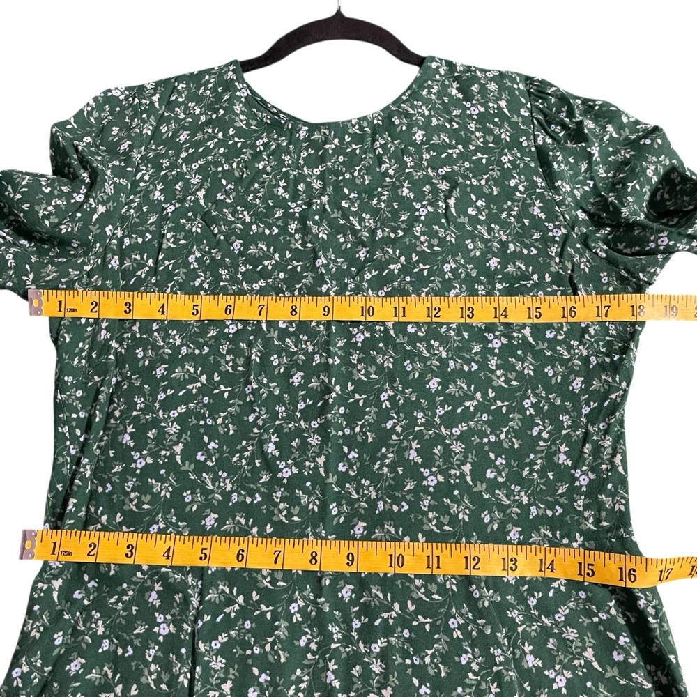 Reformation Green  Zelda Midi Dress Floral‎ Tie Sleeve Button Prairiecore Size 8 - Picture 12 of 15